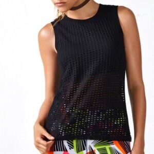 Women's XS Fabletics Bryce Black Tank Breathable Mesh Lined Semi-sheer